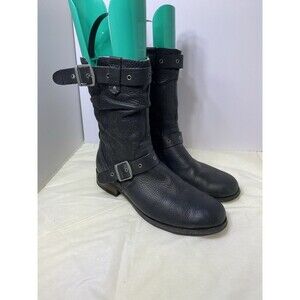 Caterpillar Engineer Boots Womens 10 Black Leather Zip Work Motorcycle Biker